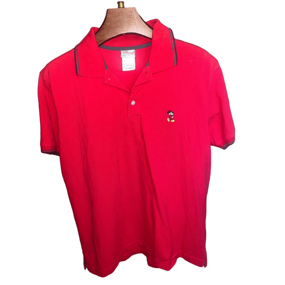 Vintage Disneyshopping.com Mickey Mouse Polo Shirt Size L Red Embroidered Retro